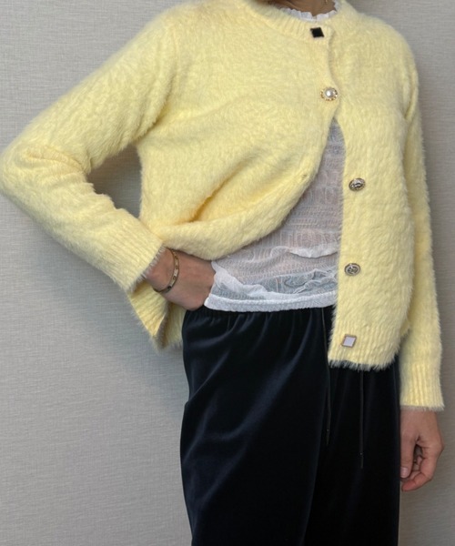 gossip!ロサンゼルス(ゴシップロサンゼルス)の「ボタンアクセント ルーズモヘアカーディガン(カーディガン/ボレロ・レディース・ブルー/イエロー・FREE)」の9枚目の写真