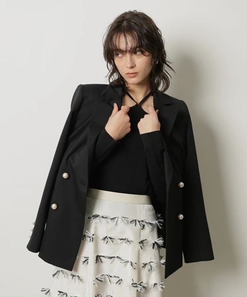 CADUNE(カデュネ)の「パールボタンジャケット(その他アウター・レディース・ブラック/オフホワイト・38/36)」の6枚目の写真