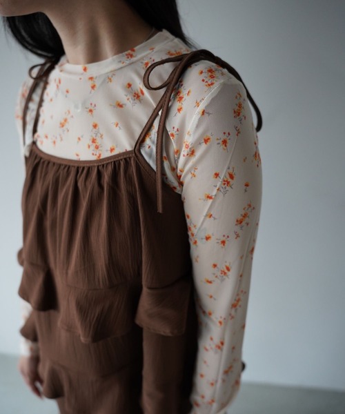 SANSeLF（サンセルフ）の「【SANSeLF】ティアードキャミワンピース saw26s008（ワンピース・レディース・ホワイト/ブラウン・FREE）」の6枚目の写真