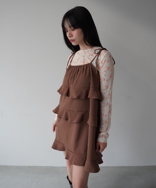 SANSeLF（サンセルフ）の「【SANSeLF】ティアードキャミワンピース saw26s008（ワンピース・レディース・ホワイト/ブラウン・FREE）」の8枚目の写真