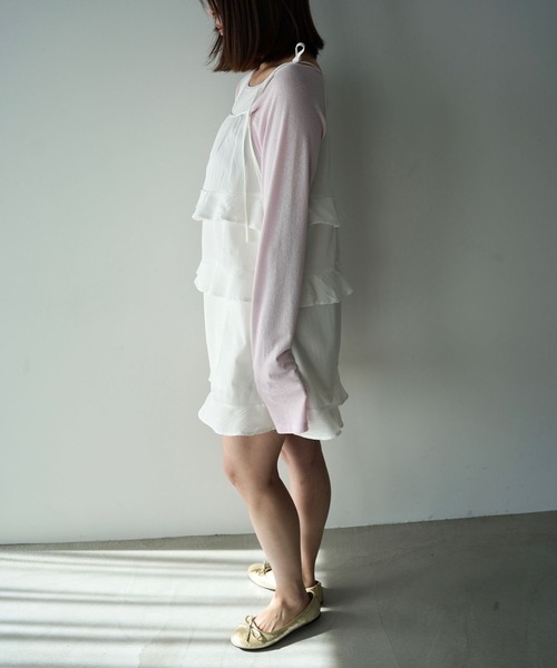 SANSeLF（サンセルフ）の「【SANSeLF】ティアードキャミワンピース saw26s008（ワンピース・レディース・ホワイト/ブラウン・FREE）」の16枚目の写真