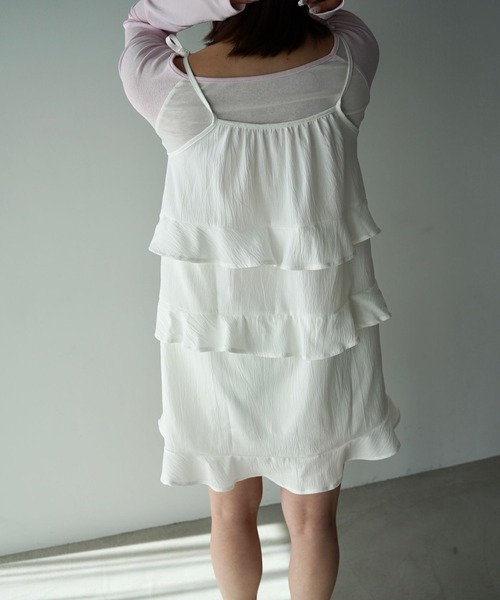 SANSeLF（サンセルフ）の「【SANSeLF】ティアードキャミワンピース saw26s008（ワンピース・レディース・ホワイト/ブラウン・FREE）」の18枚目の写真