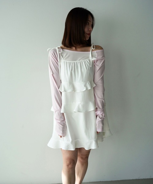 SANSeLF（サンセルフ）の「【SANSeLF】ティアードキャミワンピース saw26s008（ワンピース・レディース・ホワイト/ブラウン・FREE）」の20枚目の写真