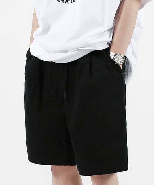 MODERMENT（モダーメント）の「ツーピンタックチノウォッシングワイドショートパンツ[ブラック]（その他パンツ・レディース・その他・M/L/XL）」の2枚目の写真