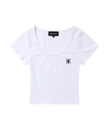 WOOALONG | シグネチャー Uネック Tシャツ - ホワイト(Tシャツ/カットソー)