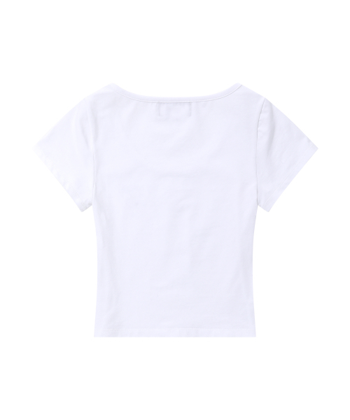 WOOALONG（ウアロン）の「シグネチャー Uネック Tシャツ - ホワイト（Tシャツ/カットソー・レディース・ホワイト・S）」の2枚目の写真