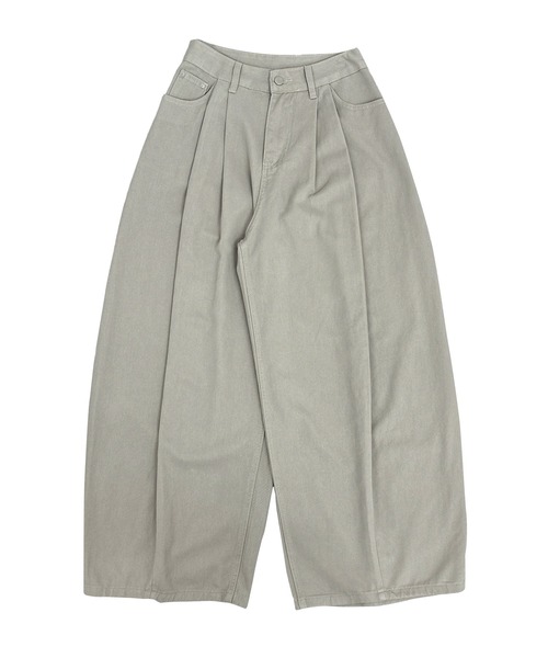 FOLLOWIN（フォロウィン）の「タックバルーン ワイドパンツ（デニムパンツ・レディース・グレー/ベージュ・SMALL/LARGE/MEDIUM）」の7枚目の写真