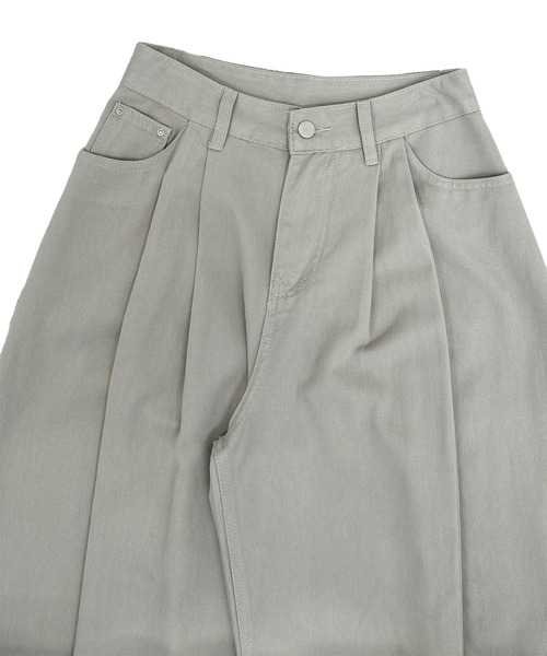 FOLLOWIN（フォロウィン）の「タックバルーン ワイドパンツ（デニムパンツ・レディース・グレー/ベージュ・SMALL/LARGE/MEDIUM）」の3枚目の写真