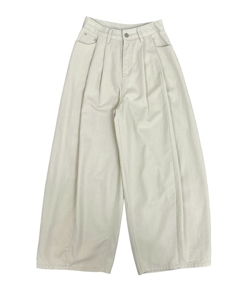 FOLLOWIN（フォロウィン）の「タックバルーン ワイドパンツ（デニムパンツ・レディース・グレー/ベージュ・SMALL/LARGE/MEDIUM）」の8枚目の写真