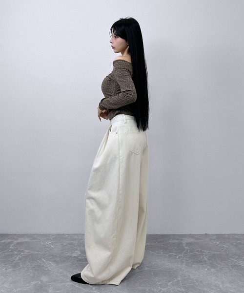 FOLLOWIN（フォロウィン）の「タックバルーン ワイドパンツ（デニムパンツ・レディース・グレー/ベージュ・SMALL/LARGE/MEDIUM）」の21枚目の写真