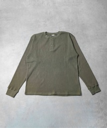 【69】ワッフル ヘンリーネックロングスリーブTシャツ