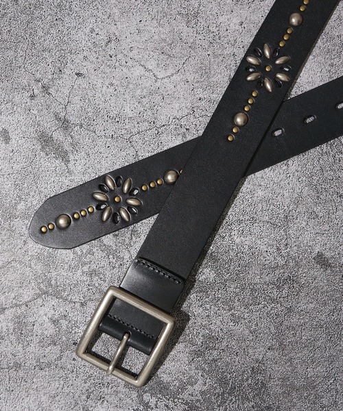 ADPOSION（アドポーション）の「40mm フラワースタッズベルト / レザーベルト（ベルト・メンズ・ブラック/ダークブラウン・FREE）」の3枚目の写真
