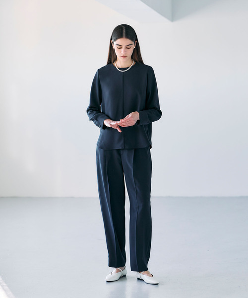 N.O.R.C(ノーク)の「【Oggi掲載】バックサテンストレッチタックストレートパンツ(その他パンツ・レディース・ネイビー/ホワイト/サックスブルー・S/M)」の4枚目の写真