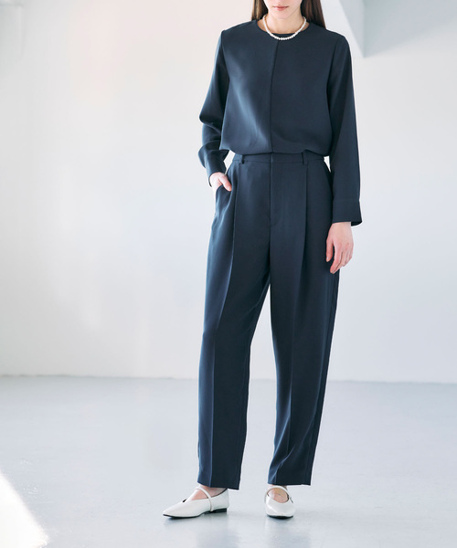 N.O.R.C(ノーク)の「【Oggi掲載】バックサテンストレッチタックストレートパンツ(その他パンツ・レディース・ネイビー/ホワイト/サックスブルー・S/M)」の7枚目の写真