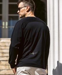 1PIU1UGUALE3 RELAX | 1PIU1UGUALE3 RELAX(ウノピゥウノウグァーレトレ リラックス)ラインストーン バックロゴ ロングTシャツ(Tシャツ/カットソー)