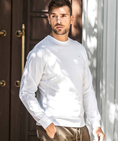 1PIU1UGUALE3  RELAX （ウノピゥウノウグァーレトレ リラックス）の「1PIU1UGUALE3 RELAX(ウノピゥウノウグァーレトレ リラックス)ラインストーン バックロゴ ロングTシャツ（Tシャツ/カットソー・メンズ・ホワイト/ブラック・S/M/L/XL/XXL）」の15枚目の写真