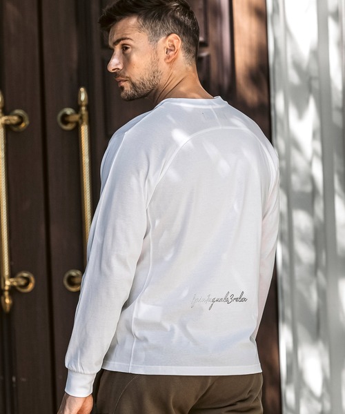 1PIU1UGUALE3  RELAX （ウノピゥウノウグァーレトレ リラックス）の「1PIU1UGUALE3 RELAX(ウノピゥウノウグァーレトレ リラックス)ラインストーン バックロゴ ロングTシャツ（Tシャツ/カットソー・メンズ・ホワイト/ブラック・S/M/L/XL/XXL）」の16枚目の写真