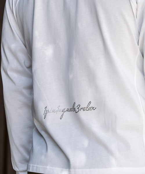 1PIU1UGUALE3  RELAX （ウノピゥウノウグァーレトレ リラックス）の「1PIU1UGUALE3 RELAX(ウノピゥウノウグァーレトレ リラックス)ラインストーン バックロゴ ロングTシャツ（Tシャツ/カットソー・メンズ・ホワイト/ブラック・S/M/L/XL/XXL）」の17枚目の写真