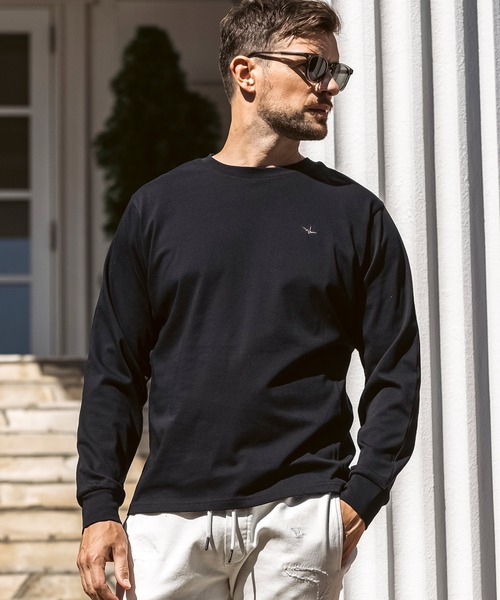 1PIU1UGUALE3  RELAX （ウノピゥウノウグァーレトレ リラックス）の「1PIU1UGUALE3 RELAX(ウノピゥウノウグァーレトレ リラックス)ラインストーン バックロゴ ロングTシャツ（Tシャツ/カットソー・メンズ・ホワイト/ブラック・S/M/L/XL/XXL）」の9枚目の写真