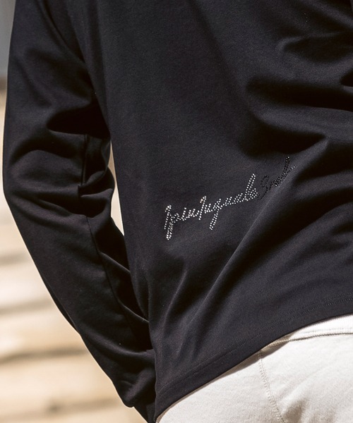 1PIU1UGUALE3  RELAX （ウノピゥウノウグァーレトレ リラックス）の「1PIU1UGUALE3 RELAX(ウノピゥウノウグァーレトレ リラックス)ラインストーン バックロゴ ロングTシャツ（Tシャツ/カットソー・メンズ・ホワイト/ブラック・S/M/L/XL/XXL）」の12枚目の写真