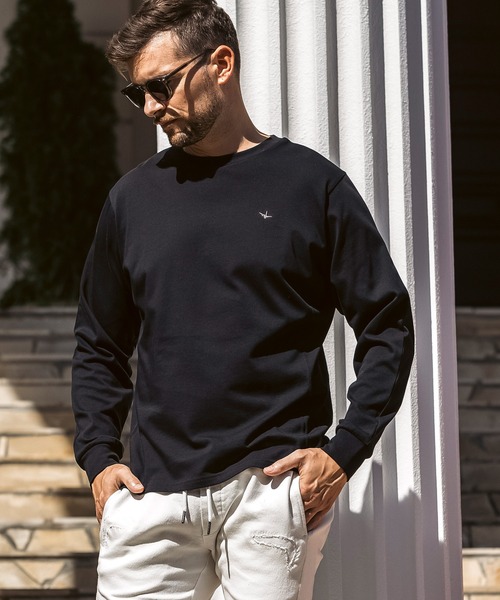 1PIU1UGUALE3  RELAX （ウノピゥウノウグァーレトレ リラックス）の「1PIU1UGUALE3 RELAX(ウノピゥウノウグァーレトレ リラックス)ラインストーン バックロゴ ロングTシャツ（Tシャツ/カットソー・メンズ・ホワイト/ブラック・S/M/L/XL/XXL）」の13枚目の写真