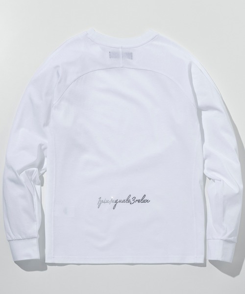 1PIU1UGUALE3  RELAX （ウノピゥウノウグァーレトレ リラックス）の「1PIU1UGUALE3 RELAX(ウノピゥウノウグァーレトレ リラックス)ラインストーン バックロゴ ロングTシャツ（Tシャツ/カットソー・メンズ・ホワイト/ブラック・S/M/L/XL/XXL）」の6枚目の写真