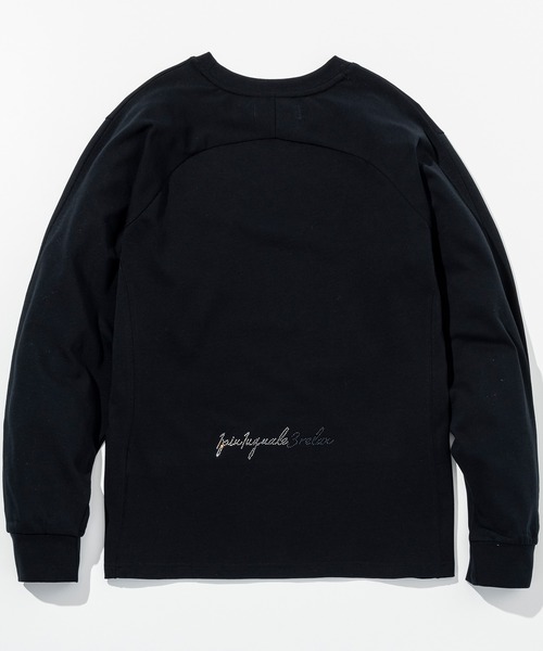 1PIU1UGUALE3  RELAX （ウノピゥウノウグァーレトレ リラックス）の「1PIU1UGUALE3 RELAX(ウノピゥウノウグァーレトレ リラックス)ラインストーン バックロゴ ロングTシャツ（Tシャツ/カットソー・メンズ・ホワイト/ブラック・S/M/L/XL/XXL）」の8枚目の写真