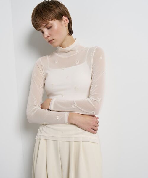 LANVIN en Bleu（ランバンオンブルー）の「フラワー刺繍チュールカットソー（Tシャツ/カットソー・レディース・オフホワイト/ブラウン・38）」の16枚目の写真