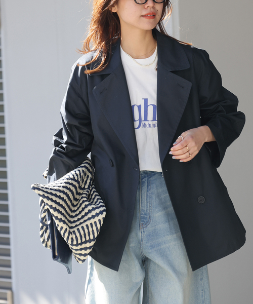 JOURNAL STANDARD relume（ジャーナルスタンダード　レリューム）の「《追加 / 手洗い可》ハーフトレンチコート（トレンチコート・レディース・ベージュ/ネイビー・36/38）」の2枚目の写真