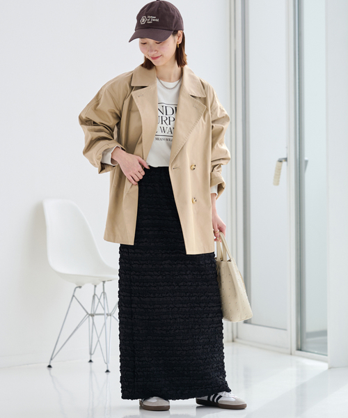 JOURNAL STANDARD relume（ジャーナルスタンダード　レリューム）の「《追加 / 手洗い可》ハーフトレンチコート（トレンチコート・レディース・ベージュ/ネイビー・36/38）」の4枚目の写真