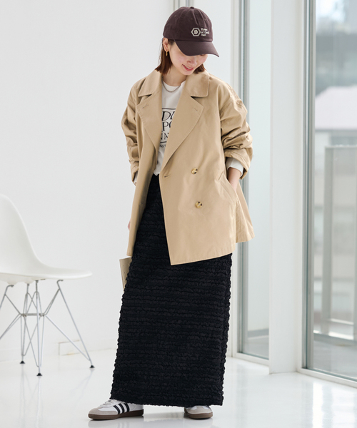 JOURNAL STANDARD relume（ジャーナルスタンダード　レリューム）の「《追加 / 手洗い可》ハーフトレンチコート（トレンチコート・レディース・ベージュ/ネイビー・36/38）」の5枚目の写真