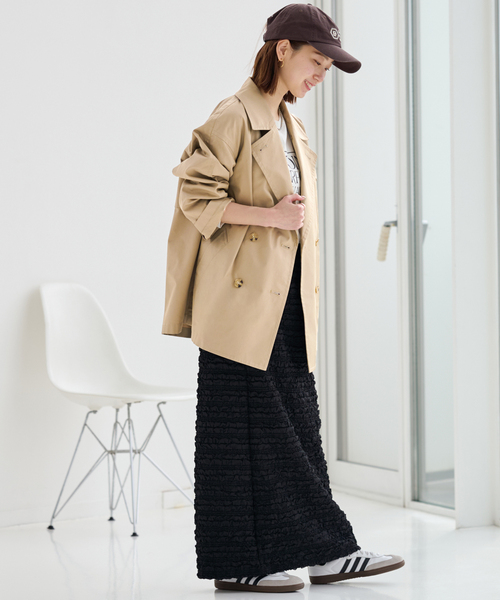JOURNAL STANDARD relume（ジャーナルスタンダード　レリューム）の「《追加 / 手洗い可》ハーフトレンチコート（トレンチコート・レディース・ベージュ/ネイビー・36/38）」の6枚目の写真