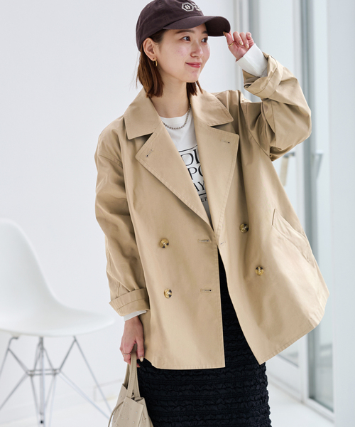 JOURNAL STANDARD relume（ジャーナルスタンダード　レリューム）の「《追加 / 手洗い可》ハーフトレンチコート（トレンチコート・レディース・ベージュ/ネイビー・36/38）」の11枚目の写真