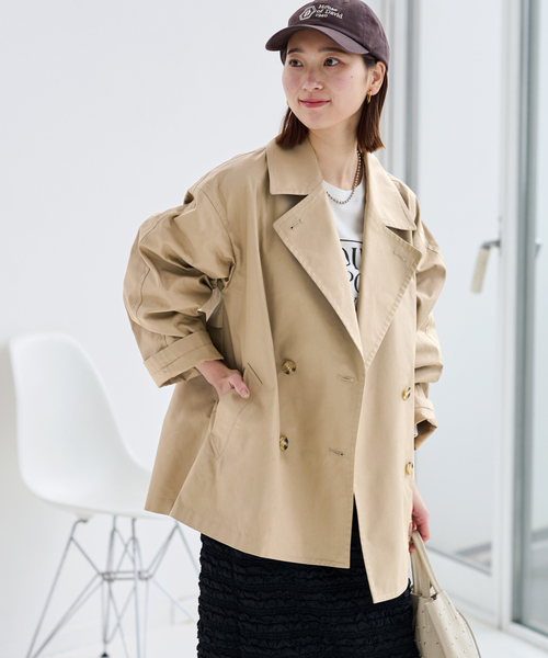 JOURNAL STANDARD relume（ジャーナルスタンダード　レリューム）の「《追加 / 手洗い可》ハーフトレンチコート（トレンチコート・レディース・ベージュ/ネイビー・36/38）」の13枚目の写真