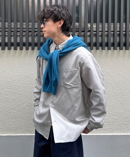 CIAOPANIC TYPY(チャオパニックティピー)の「【肌触り◎】ユニセックス/シルクタッチ立体ストライプシャツ(シャツ/ブラウス・レディース・ネイビー/グリーン/ライトグレー・MEDIUM/LARGE)」の17枚目の写真