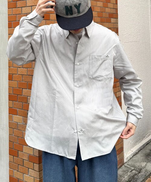 CIAOPANIC TYPY(チャオパニックティピー)の「【肌触り◎】ユニセックス/シルクタッチ立体ストライプシャツ(シャツ/ブラウス・レディース・ネイビー/グリーン/ライトグレー・MEDIUM/LARGE)」の22枚目の写真