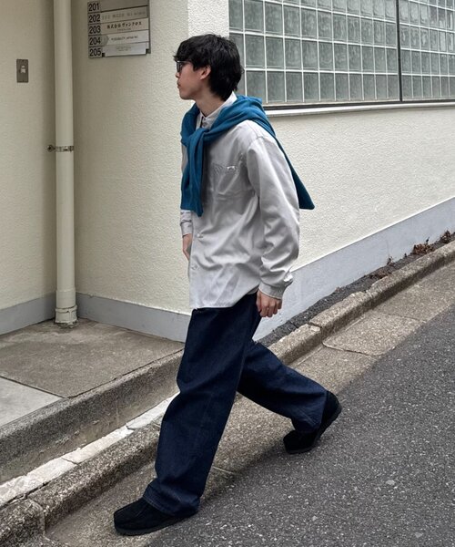 CIAOPANIC TYPY（チャオパニックティピー）の「【肌触り◎】ユニセックスシルクタッチ立体ストライプシャツ（シャツ/ブラウス・メンズ・ネイビー/グリーン/ライトグレー・MEDIUM/LARGE）」の13枚目の写真