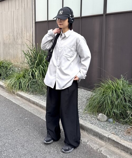 CIAOPANIC TYPY（チャオパニックティピー）の「【肌触り◎】ユニセックスシルクタッチ立体ストライプシャツ（シャツ/ブラウス・メンズ・ネイビー/グリーン/ライトグレー・MEDIUM/LARGE）」の19枚目の写真