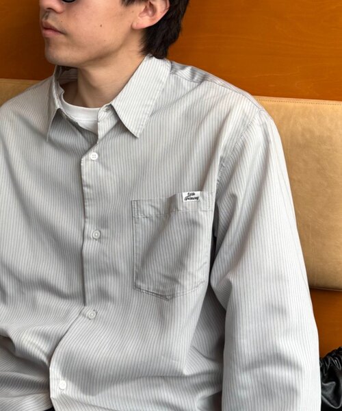 CIAOPANIC TYPY（チャオパニックティピー）の「【肌触り◎】ユニセックスシルクタッチ立体ストライプシャツ（シャツ/ブラウス・メンズ・ネイビー/グリーン/ライトグレー・MEDIUM/LARGE）」の20枚目の写真