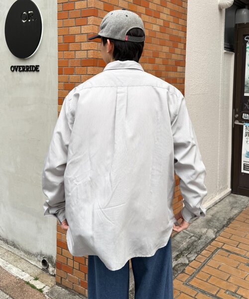 CIAOPANIC TYPY（チャオパニックティピー）の「【肌触り◎】ユニセックスシルクタッチ立体ストライプシャツ（シャツ/ブラウス・メンズ・ネイビー/グリーン/ライトグレー・MEDIUM/LARGE）」の22枚目の写真