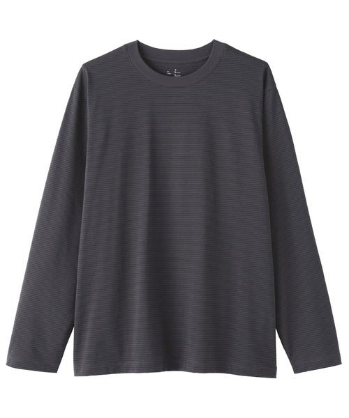 無印良品（ムジルシリョウヒン）の「紳士　天竺編みクルーネック長袖Ｔシャツ（ボーダー）（Tシャツ/カットソー・メンズ・グレー系/ブラック系/ホワイト系/ホワイト系1・S/M/L/XL）」の6枚目の写真