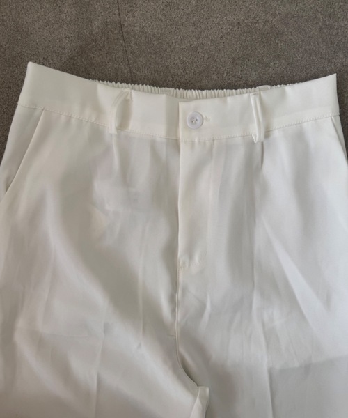 SHEPP(シープ)の「【UNISEX】ハイウエスト センタープレス ワイドスラックスタックトラウザーパンツ(スラックス・メンズ・ブラック/ホワイト・M/L)」の4枚目の写真
