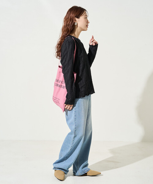 FREAK'S STORE(フリークスストア)の「限定展開 フリンジ ストライプ ロングスリーブ トップス(Tシャツ/カットソー・レディース・ブラック/オフホワイト/ライトグリーン/ピンク/ベージュ・フリ-)」の7枚目の写真