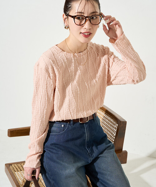 FREAK'S STORE(フリークスストア)の「限定展開 フリンジ ストライプ ロングスリーブ トップス(Tシャツ/カットソー・レディース・ブラック/オフホワイト/ライトグリーン/ピンク/ベージュ・フリ-)」の20枚目の写真