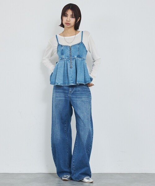abahouse mavie（アバハウスマヴィ）の「ウォッシュドデニムキャミ/レイヤード/バックリボン/春服/夏服（キャミソール・レディース・グレー/ライトブルー/サックスブルー・フリー）」の5枚目の写真