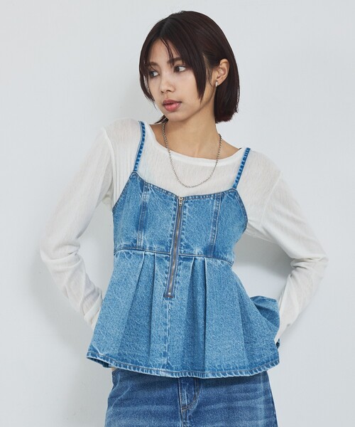 abahouse mavie（アバハウスマヴィ）の「ウォッシュドデニムキャミ/レイヤード/バックリボン/春服/夏服（キャミソール・レディース・グレー/ライトブルー/サックスブルー・フリー）」の8枚目の写真
