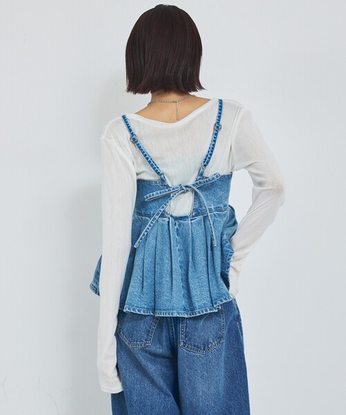 abahouse mavie（アバハウスマヴィ）の「ウォッシュドデニムキャミ/レイヤード/バックリボン/春服/夏服（キャミソール・レディース・グレー/ライトブルー/サックスブルー・フリー）」の9枚目の写真