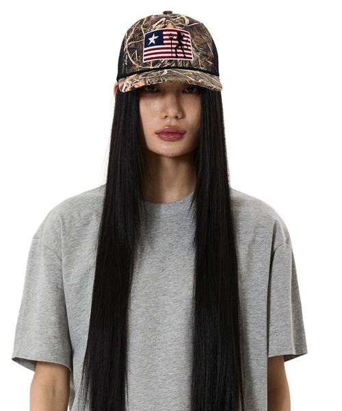 OY(オーワイ)の「『OY/オーワイ』BADLANDS FLAG TRUCKER CAP/バッドランズフラッグトラッカーキャップ(キャップ・メンズ・ブラック/カモフラージュ・FREE)」の8枚目の写真
