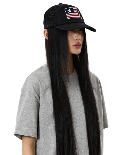 OY(オーワイ)の「『OY/オーワイ』BADLANDS FLAG TRUCKER CAP/バッドランズフラッグトラッカーキャップ(キャップ・メンズ・ブラック/カモフラージュ・FREE)」の4枚目の写真
