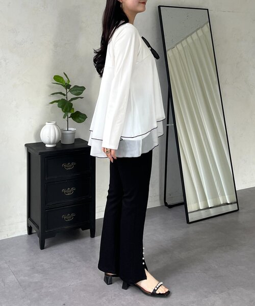 prose verse（プロズヴェール）の「裾バイカラーティアードロンT（Tシャツ/カットソー・レディース・オフホワイト/ブラック・LARGE/MEDIUM）」の5枚目の写真